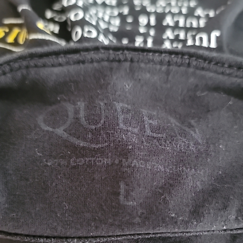 Queen And Adam Lambert Black Graphic Tee with Gold and White Design - Picture 2 of 8